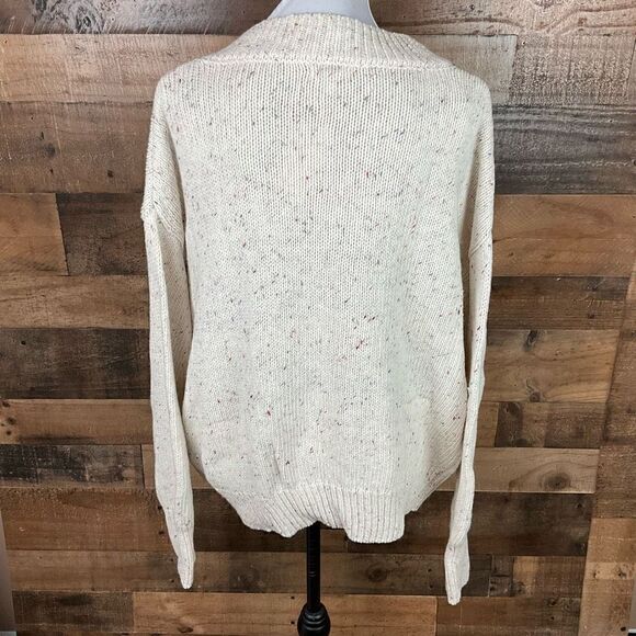 Abound Sweater V-Neck Drop Shoulder Ivory Confetti Blue Green Red Specks XL - Picture 9 of 15